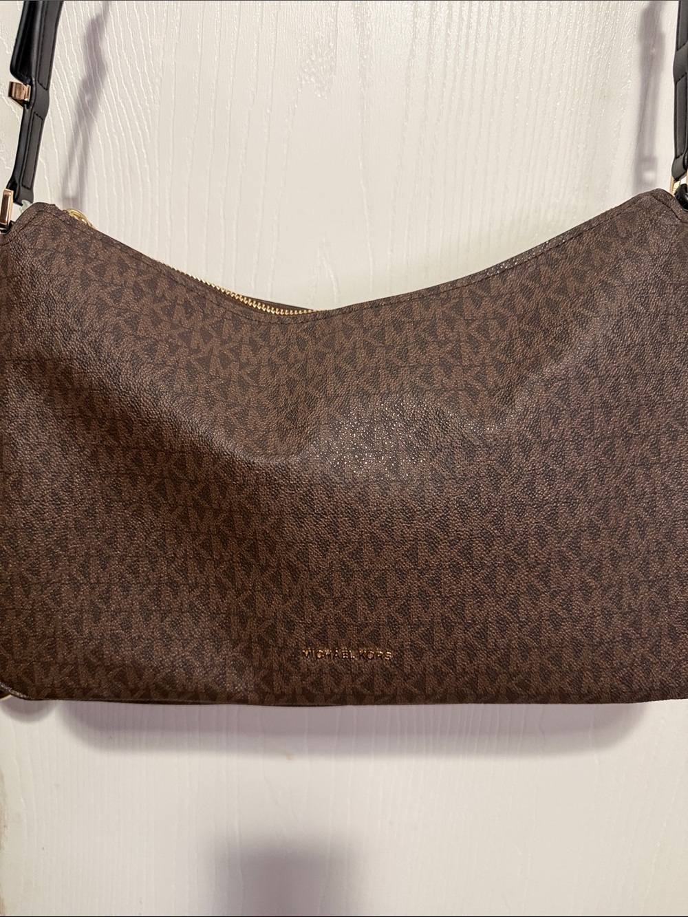 Michael Kors Dark Brown MK Logo Shoulder Hobo